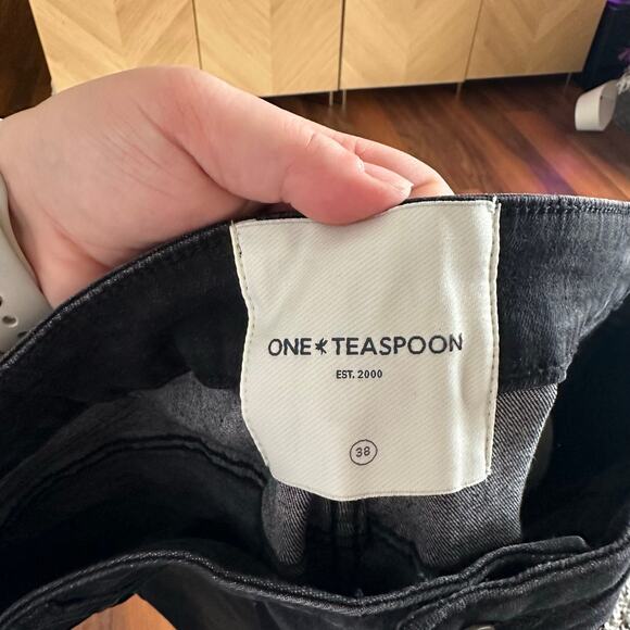 One Teaspoon Freebirds Low Waist Stretch Skinny Denim Jeans Black Plus Size 18 - Picture 7 of 8